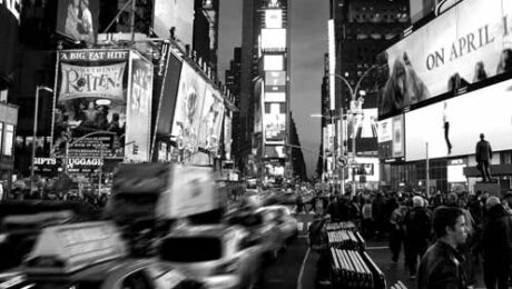 Busy New York Square with advertisments